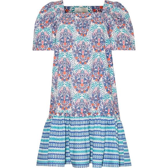 Cara Cara Janie Palm Medallion Puff Sleeve Drop Waist Ruffle Dress XL - Picture 1 of 10